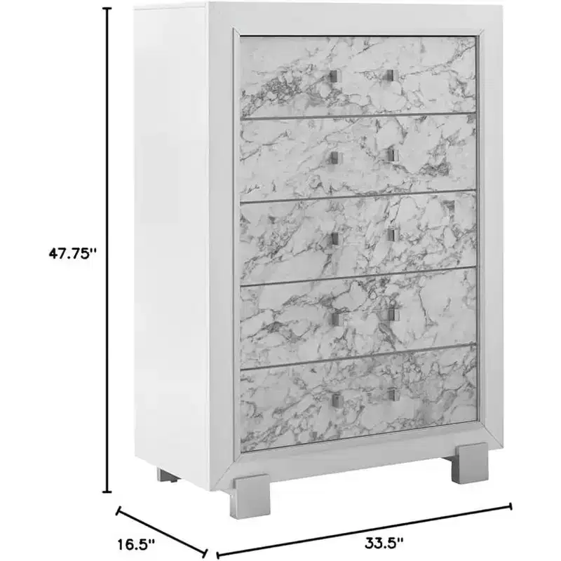 HomeStock 19.75 in.H Plastic Vertical Dressers with 5 - Drawers in White Finish