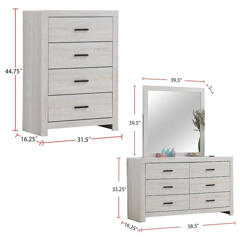 Wooden Queen Bedroom Set in Coastal White