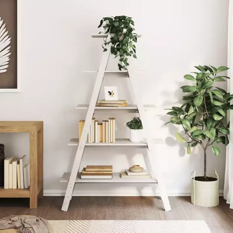 vidaXL 5-Tier Shelf Free Standing A-shape Display Bookcase Solid Wood Pine