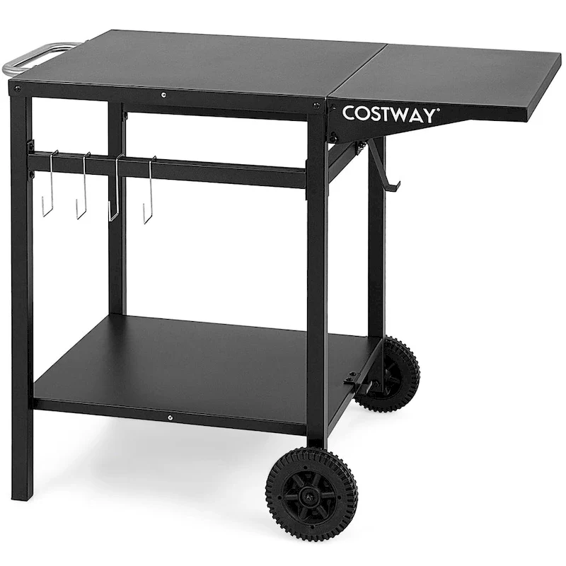 Double-Shelf Movable Dining Cart Table Multifunctional Kitchen - See Details
