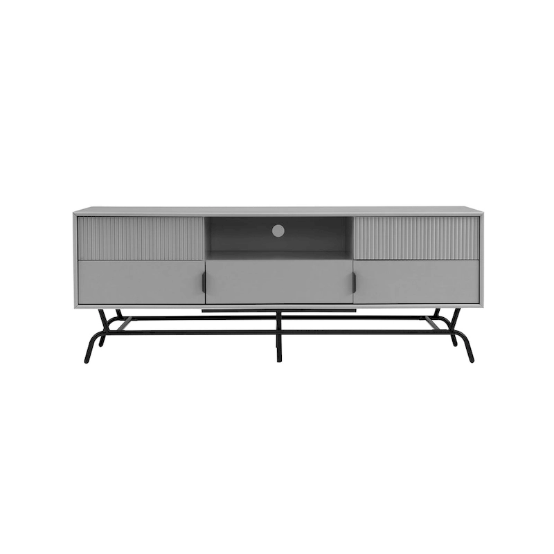 DH BASIC Modern 60-inch 3-Drawer Media Cabinet TV Stand with Cable Hole by Denhour