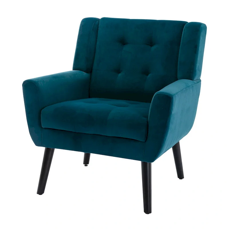 Velvet Upholstered Accent Chair Modern Living Room Lounge Arm Chairs with Ergonomic Backrest Chair
