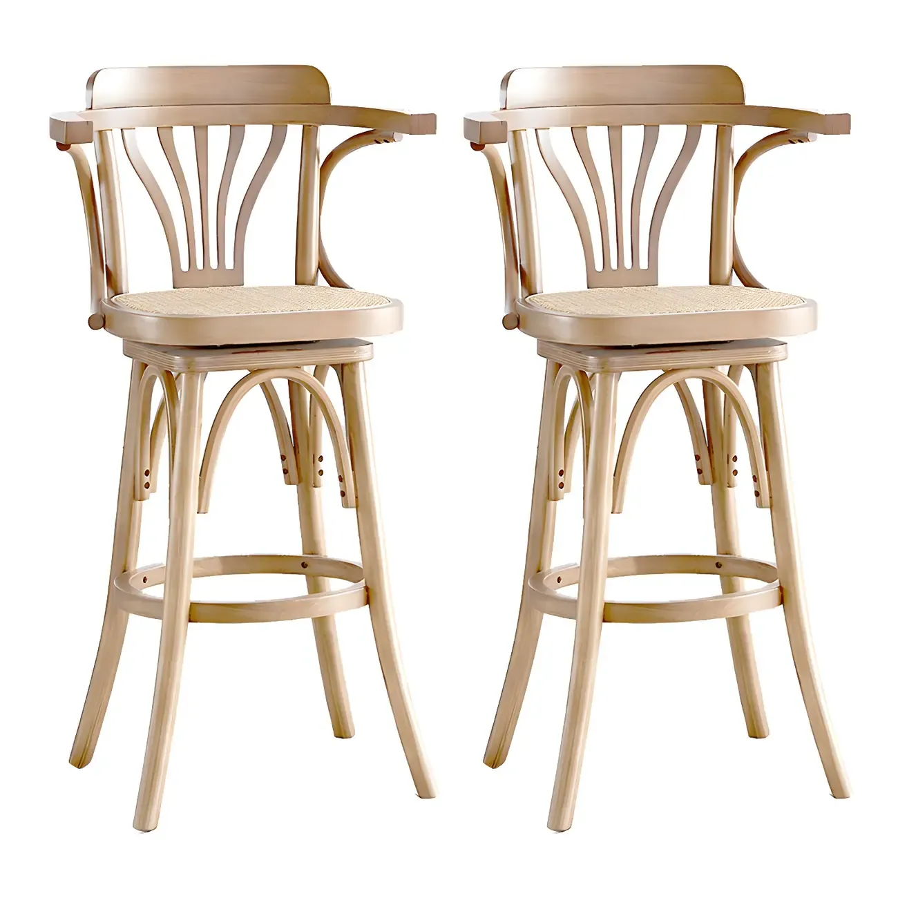 Timeless Square Rattan Wood Low Back Bar Stool in Brown/ Black