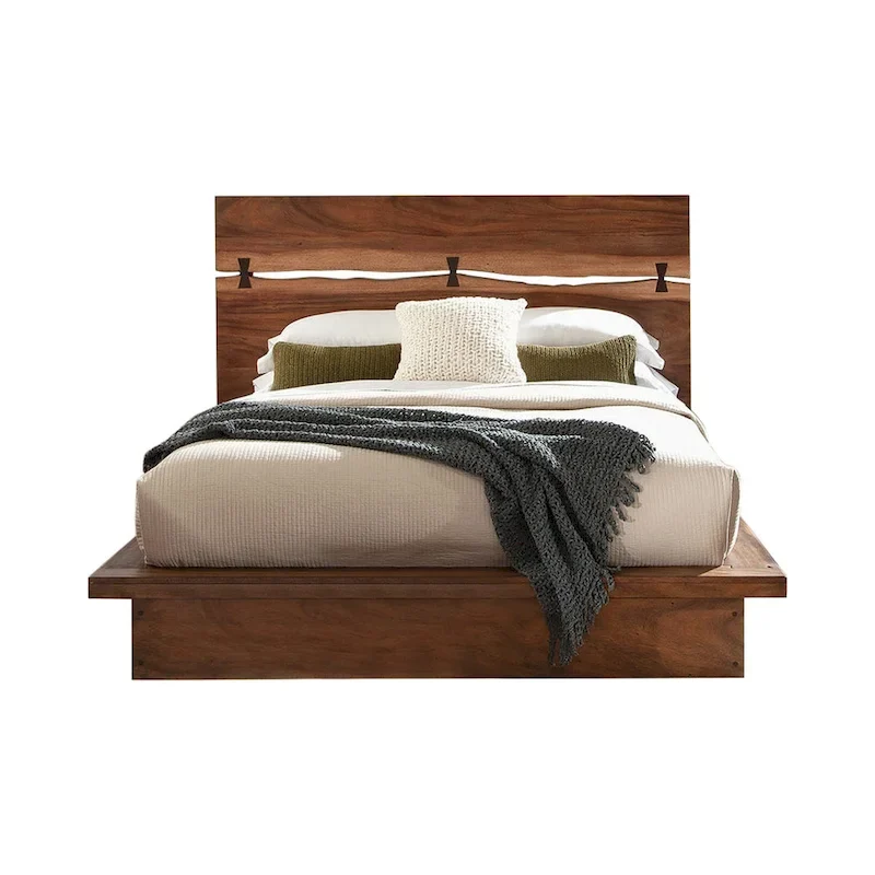 Panel Bed with Cut-Out Headboard - Two-Tone Finish
