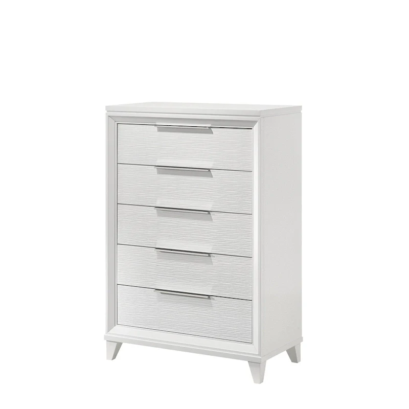 Denissa 6 Piece White Upholstered LED Panel Bedroom Set