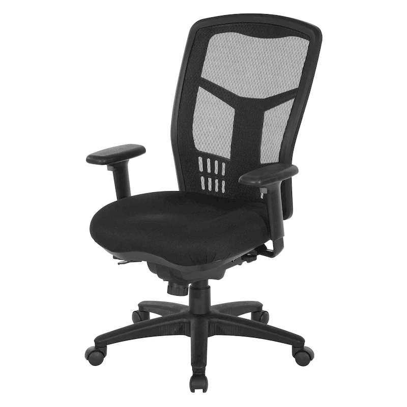 Black Breathable Office Chair with Fixed Backrest