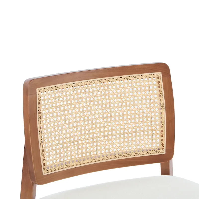 '-Alma (Set of 2) Modern Beige Lounge Chair with Woven Backrest, Sturdy Wooden Frame