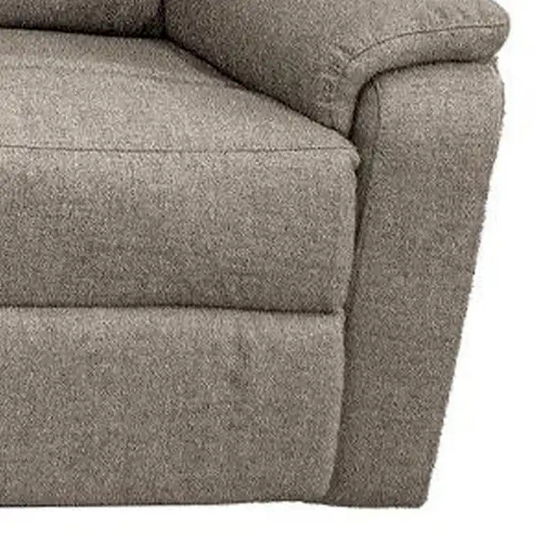 Fery 74 Inch Manual Recliner Sofa, 3 Seater, Brown Burlap Upholstery, Wood
