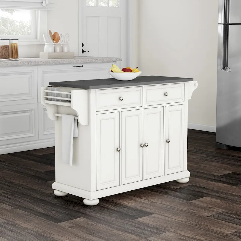 Crosley Alexandria Stainless Steel Top Full Size Kitchen Island/Cart - 18d x 51.5w x 34h