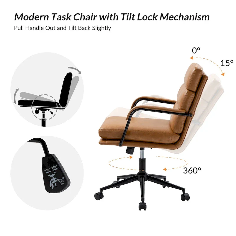 Modern Task Faux Leather Chair with Tilt Lock and Center Tilt by