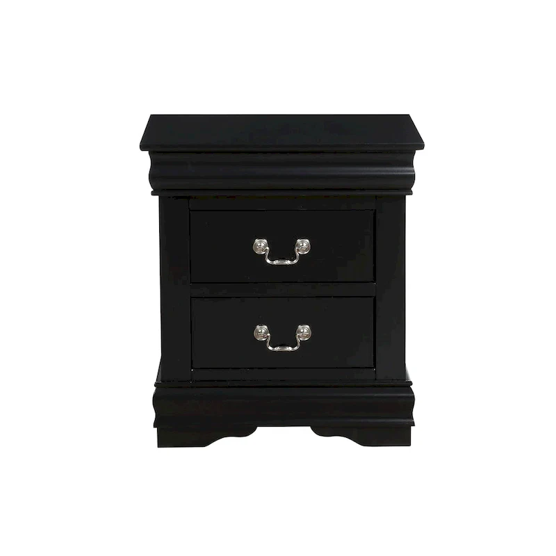 Solid Wood 2-Drawers Nightstands with Metal Handle