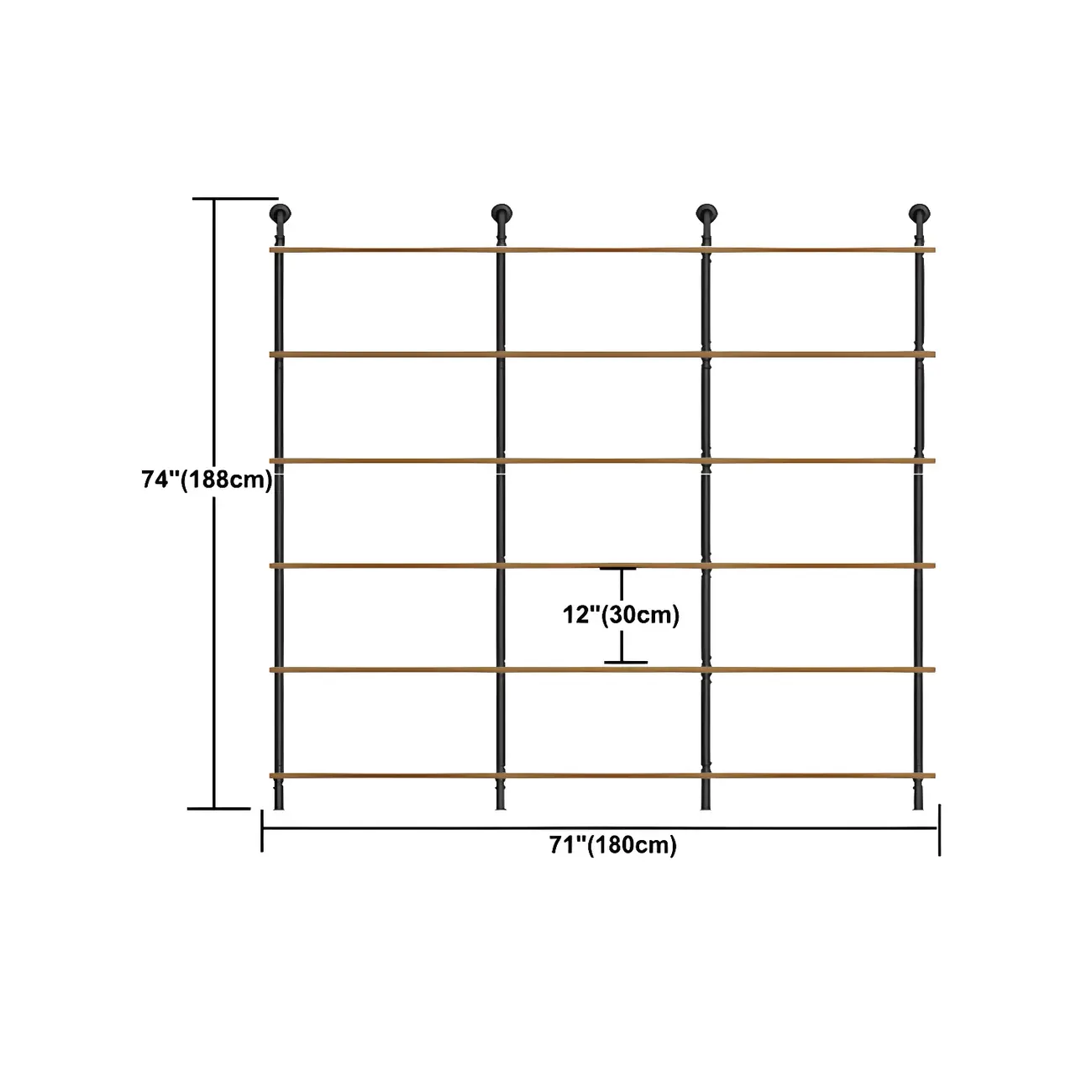 Industrial Black Wood Wall-Mounted Bookcase