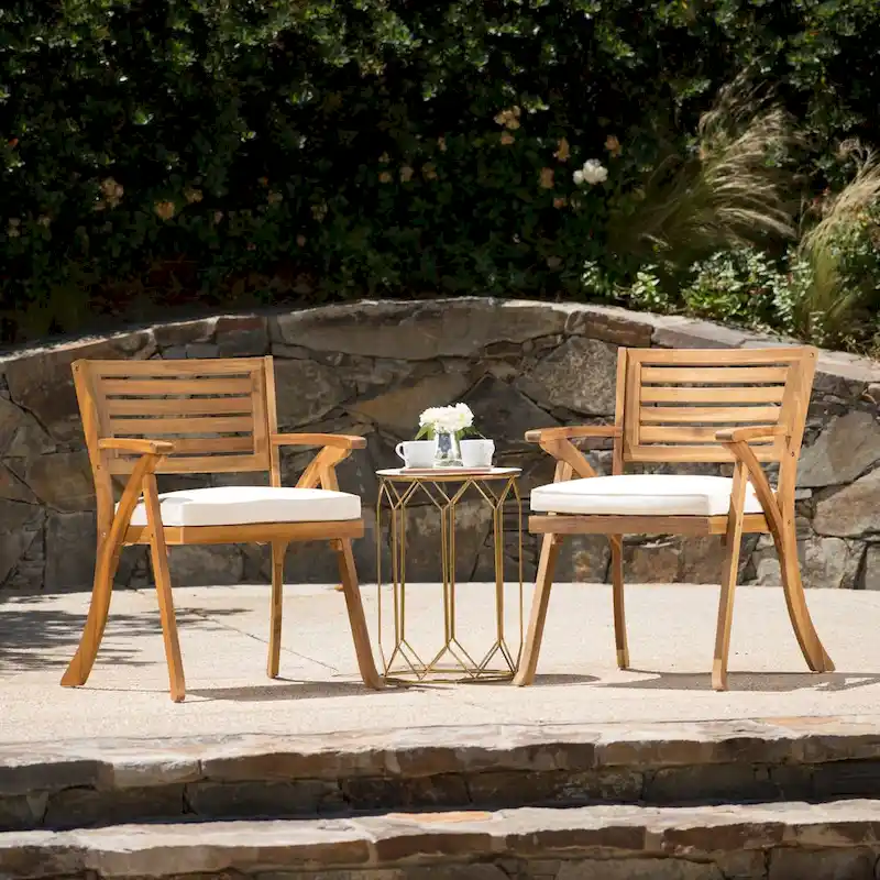 Wood Dining Chair Set of 2 Outdoor Chair - as picture