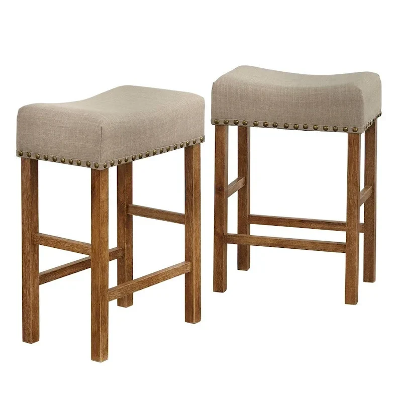Hathaway Nailhead 24-inch Counter Height Saddle Stool (Set of 2)
