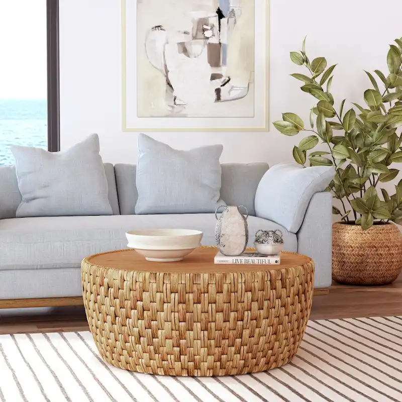 Captiva Round Rattan Drum Coffee Table