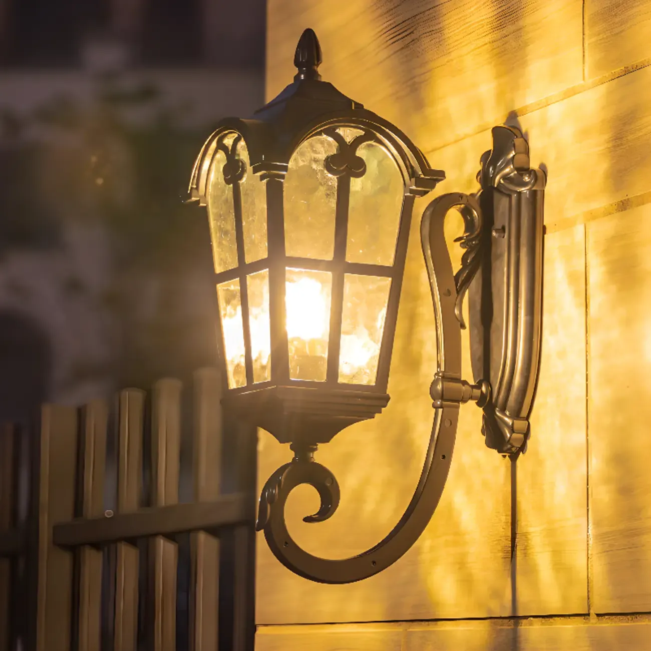 Industrial Curved Arm Black Outdoor Wall Lantern Sconce