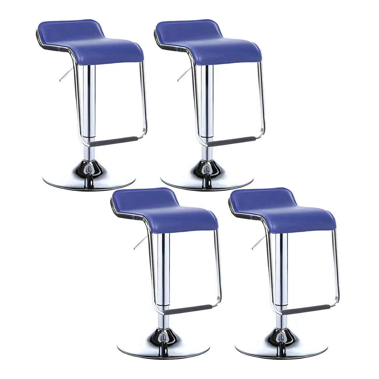 Modern Pedestal Swivel Bar Stool Adjustable Height Low Back Faux Leather