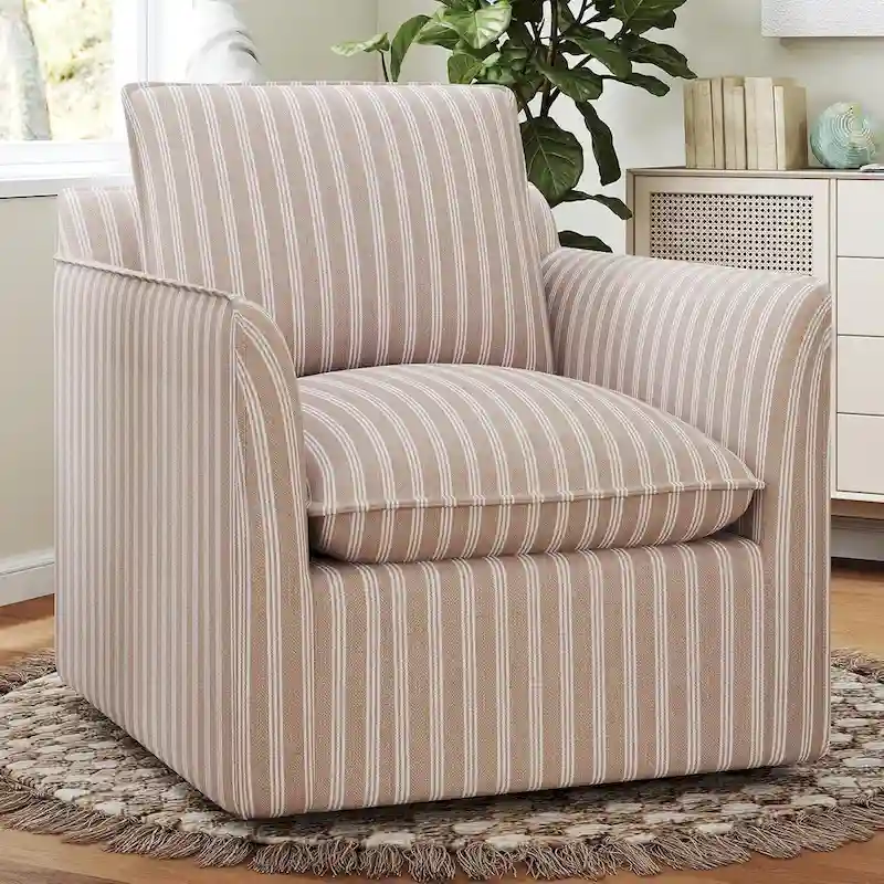 Swivel Accent Chair Swivel Barrel Reading Chair with Thick Padded Backrest Cushion