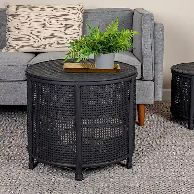 Bamboo and Rattan Accent Table