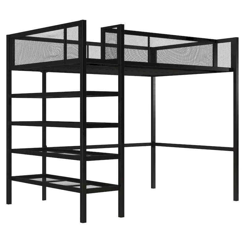 Avenue Greene Tammy Metal Twin Storage Loft with Bookcase