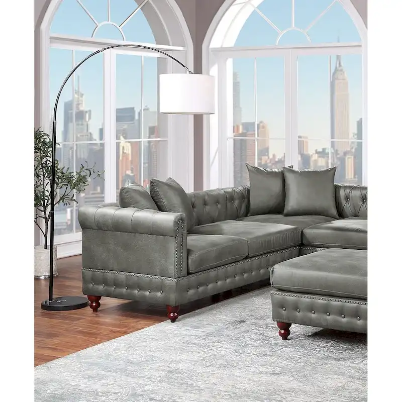 Reversible One Arm Loveseat Dark Coffee Breathable Leatherette Tufted 1Pc Couch Living Room Furniture