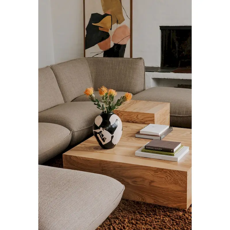 Macari Modern Natural Burl Wood Side Table - 18W x 18D x 16H