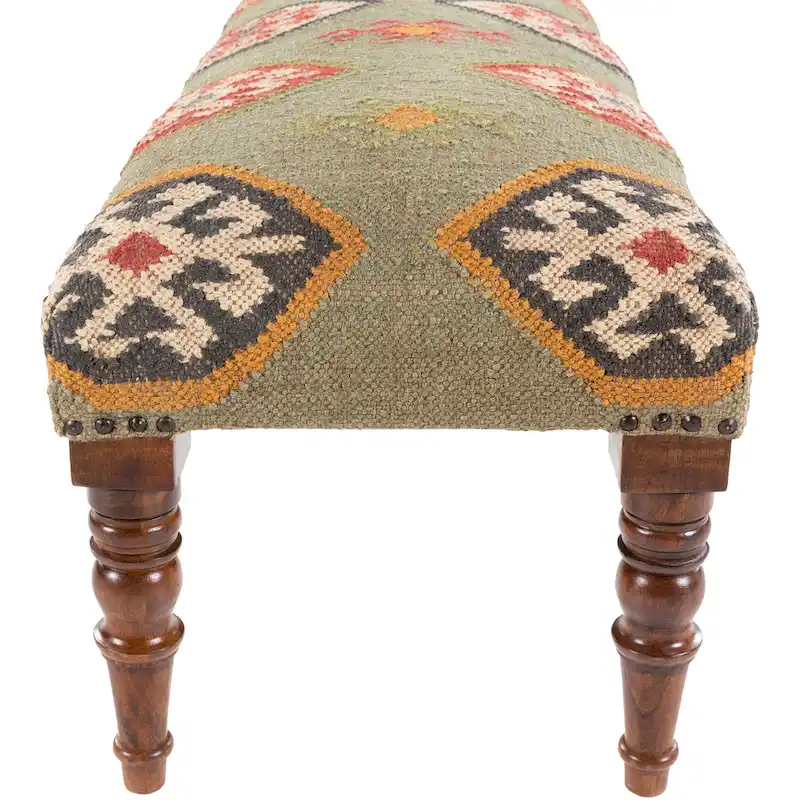 Livabliss Anupama Southwestern Upholstered Jute Bench