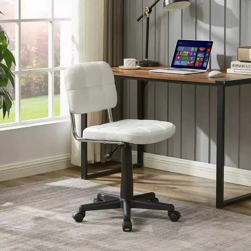 Gray / White Armless Swivel Office Chair, Height Adjustable, Seats 1