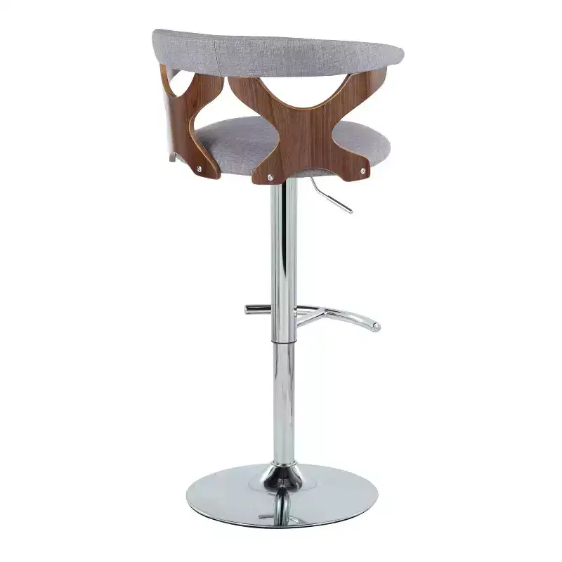 LumiSource Set of 2 Gardenia Adjustable Barstools Chrome Fabric