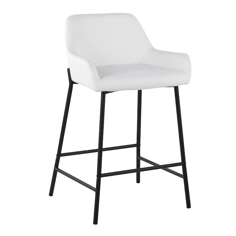 Galotti Black Fixed-Height Upholstered Counter Stool - Set of 2