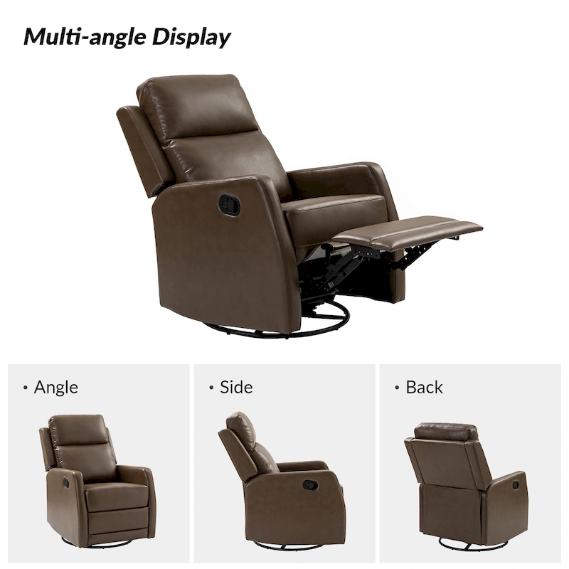 Esteban Modern Faux Leather Manual Rocking Swivel Recliner with Wingback