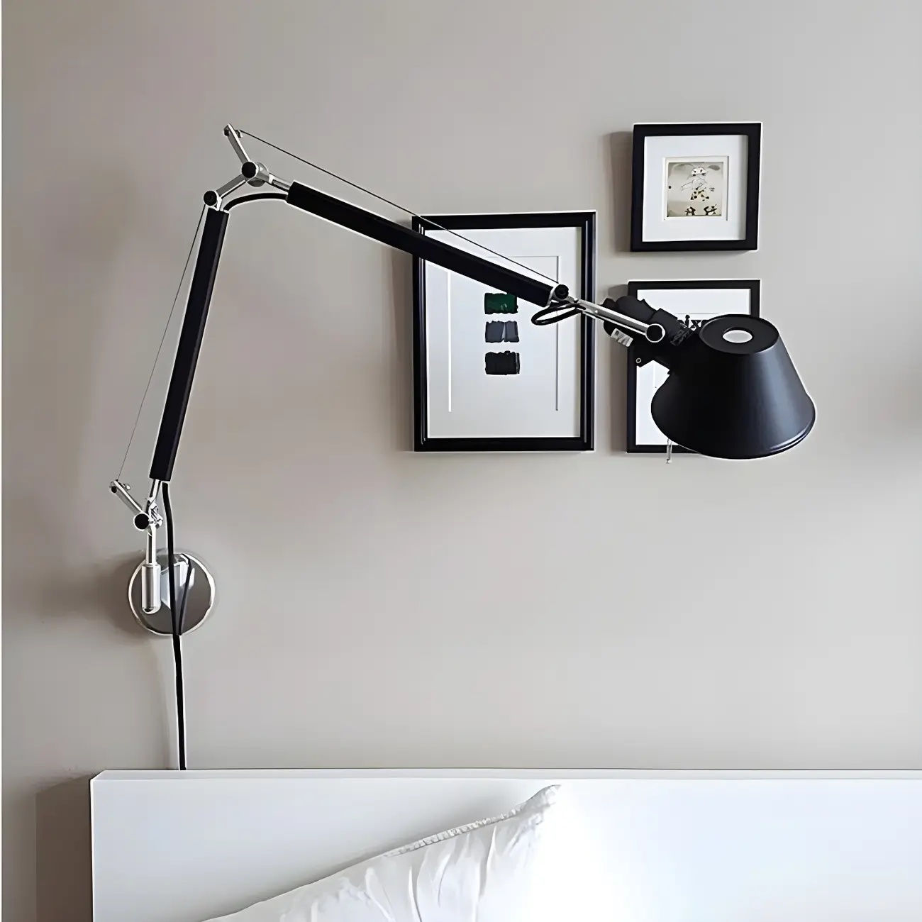 28.5 Modern Black Swing Arm Wall Light for Interior Spaces
