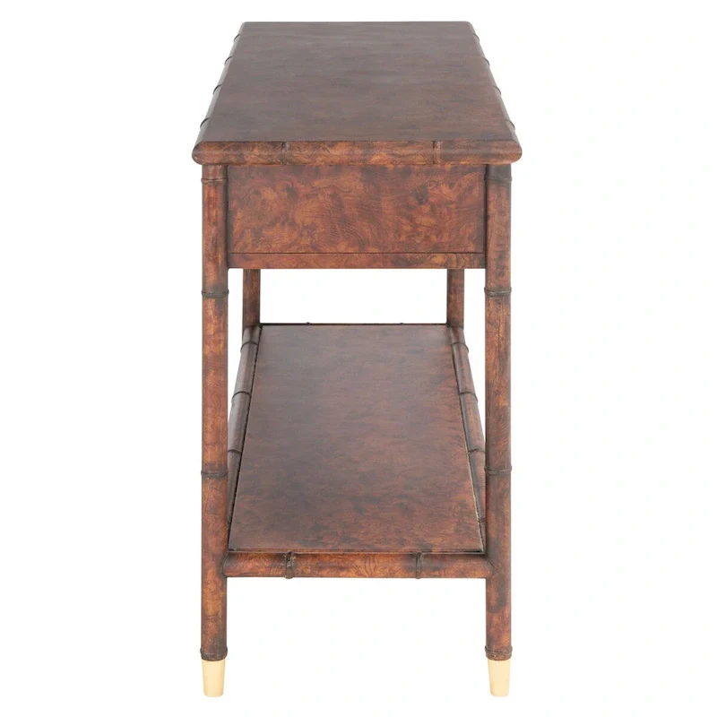 SAFAVIEH Franc Dark Brown/ Gold 2-Drawer 1-Shelf Console Table - 42 W x 15.8 L x 29 H - 42Wx16Dx29H