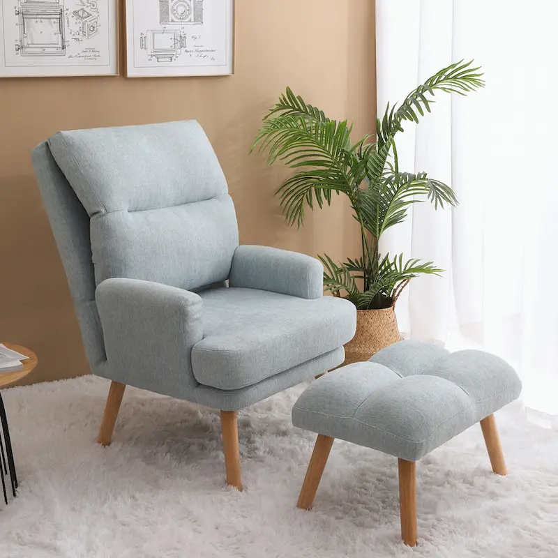 Accent Chair with Ottoman Set, with Adjustable Backrest