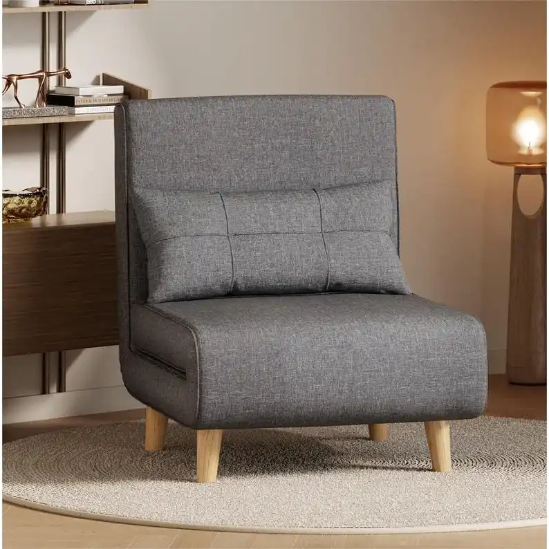 Dark Grey 3-in-1 Convertible Sleeper Chair Single