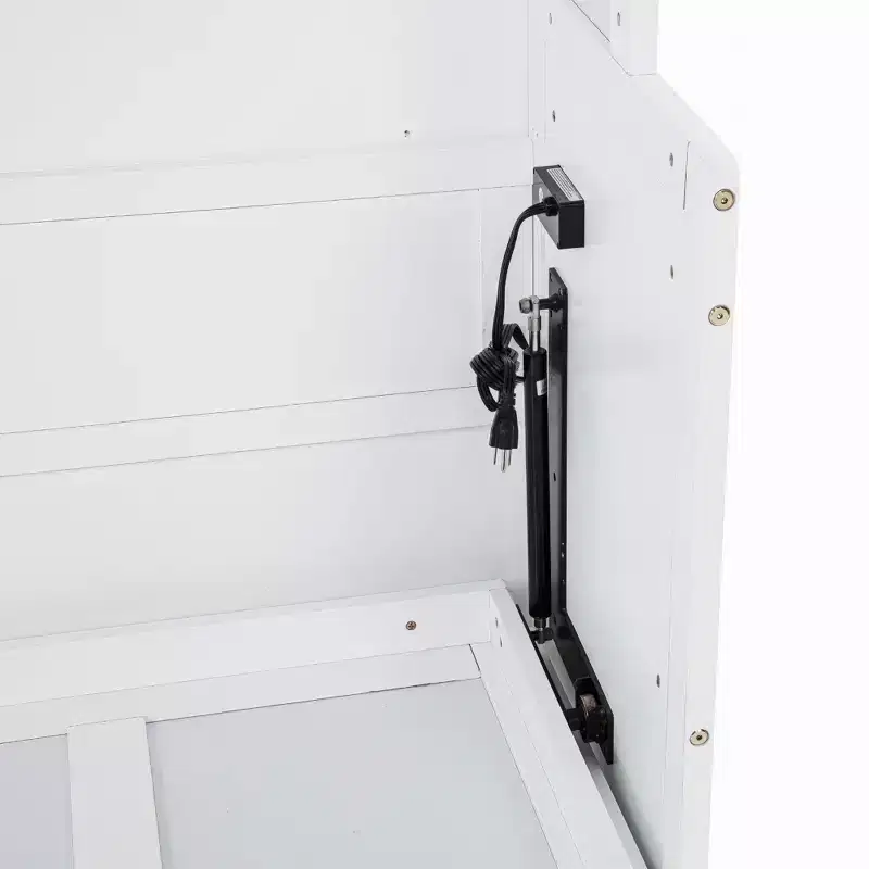 White Queen Murphy Bed with Wardrobe & Desk, 2–3 Person Assembly