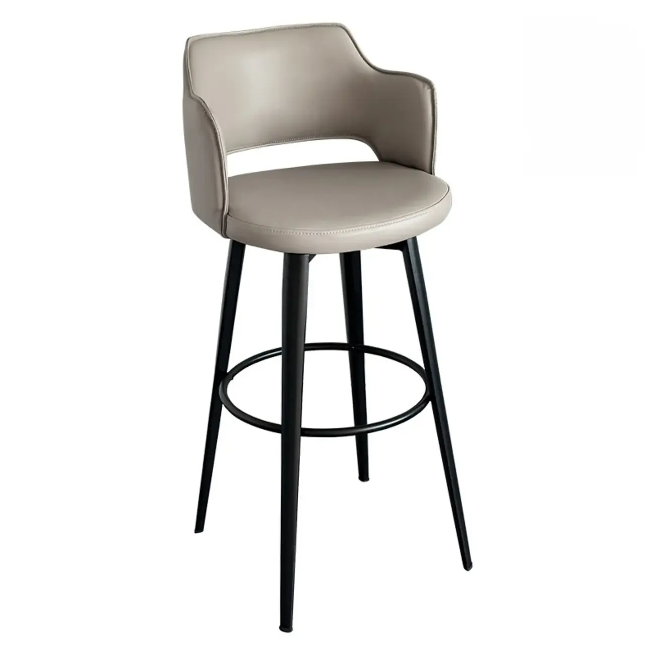 Mid-Century Modern Upholstered Bucket Seat Swivel Bar Stools
