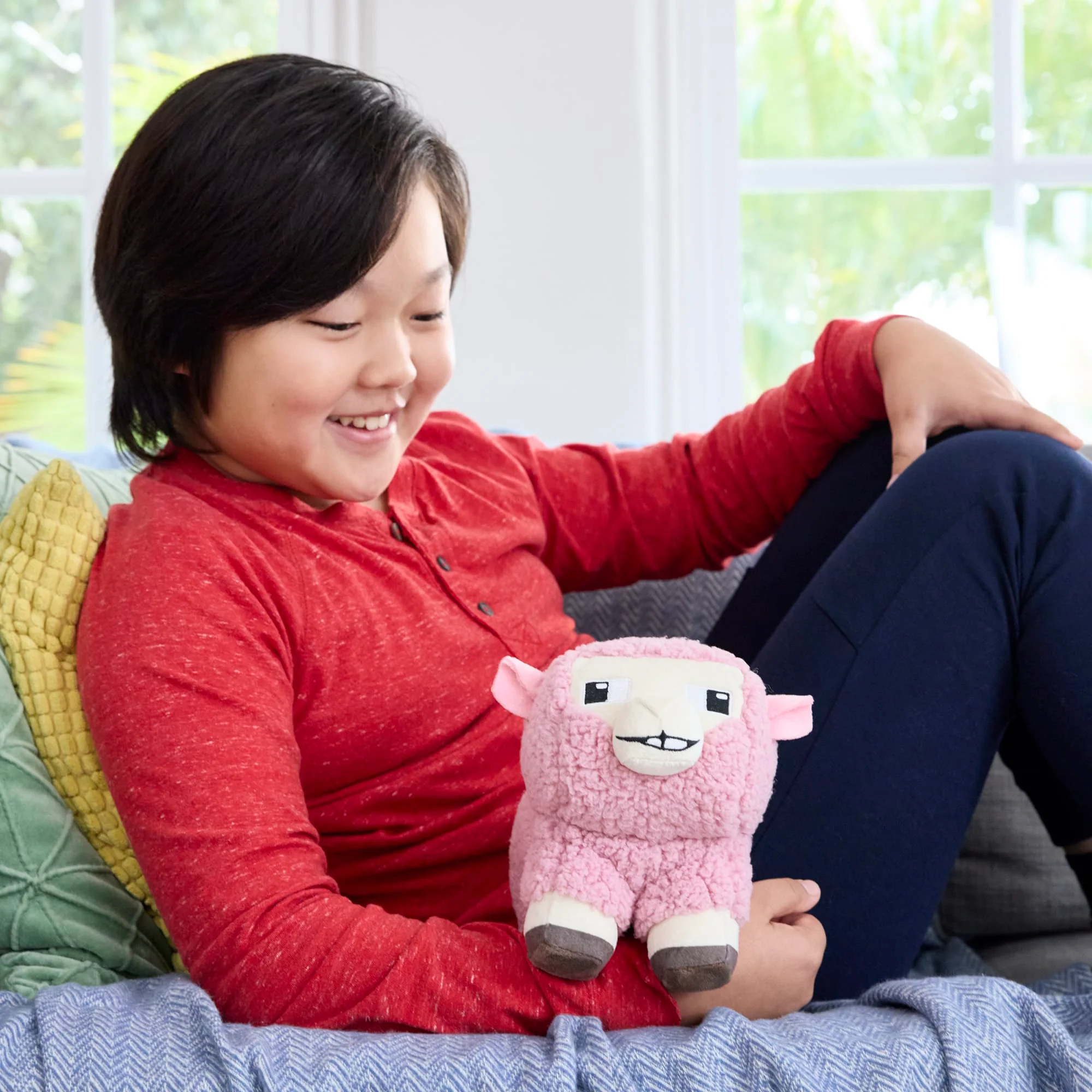 Minecraft Pink Sheep Plush Toy, 8-Inch Collectible Soft Doll Inspired By A Minecraft Movie