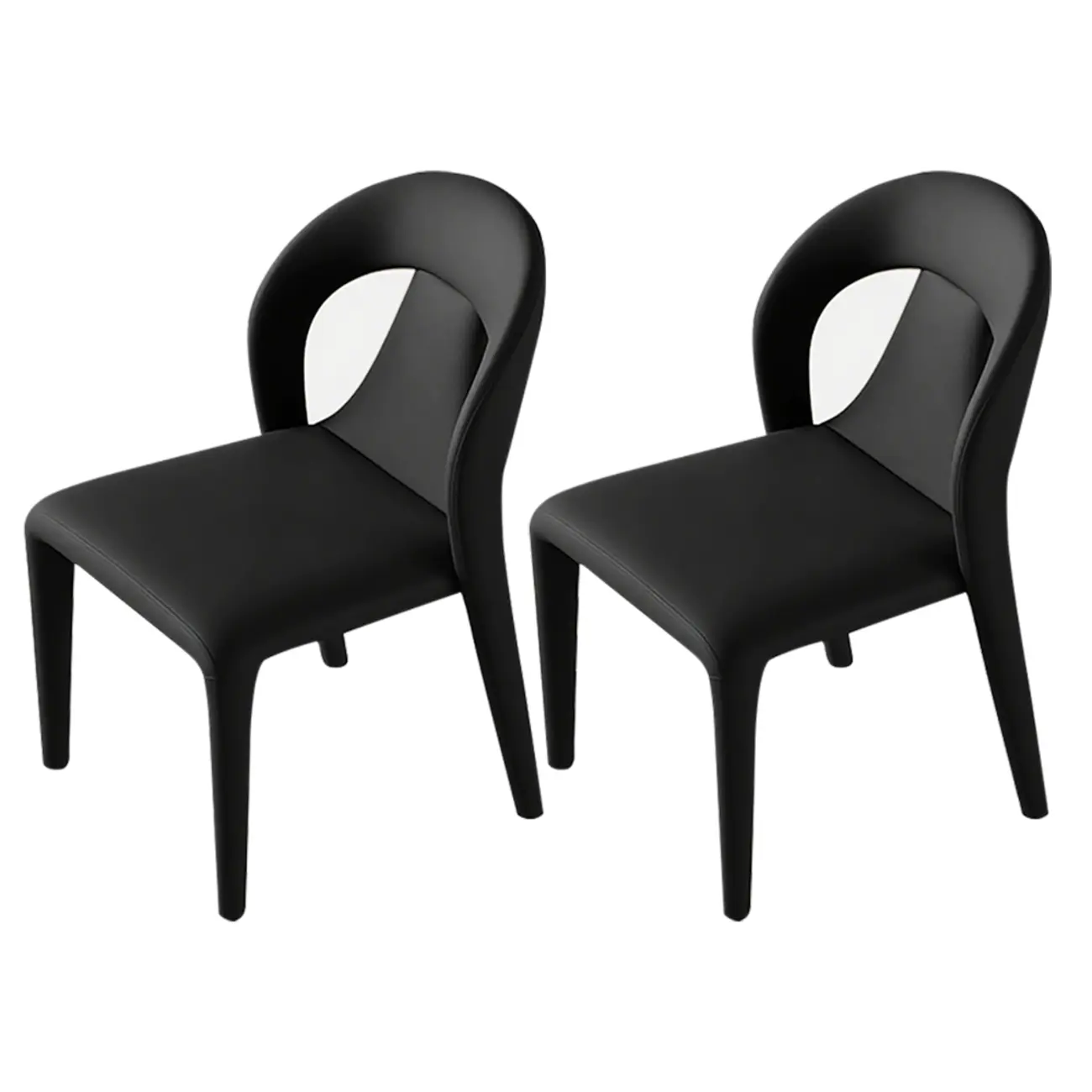 Modern Faux Leather Curved Back Armless Dining Chair Set of 2
