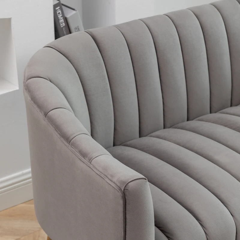 SEYNAR Modern Glam Comfy 50 Metal Legs Curved Sofa 2 Seaters Loveseat with Tufted Back