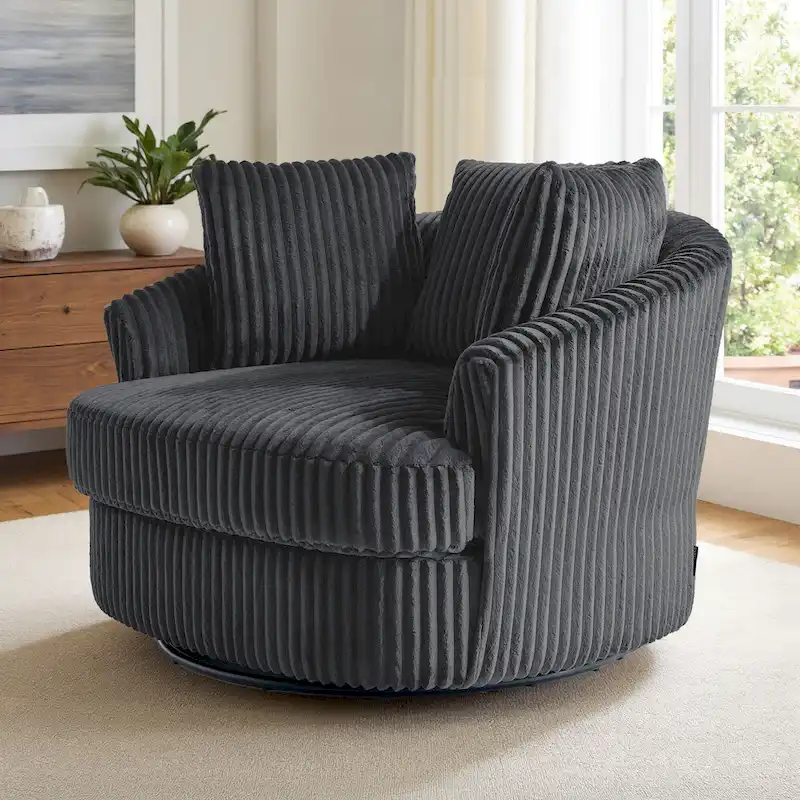 Swivel Tub Chair With Integrated Armrests And Removable, Washable Cover