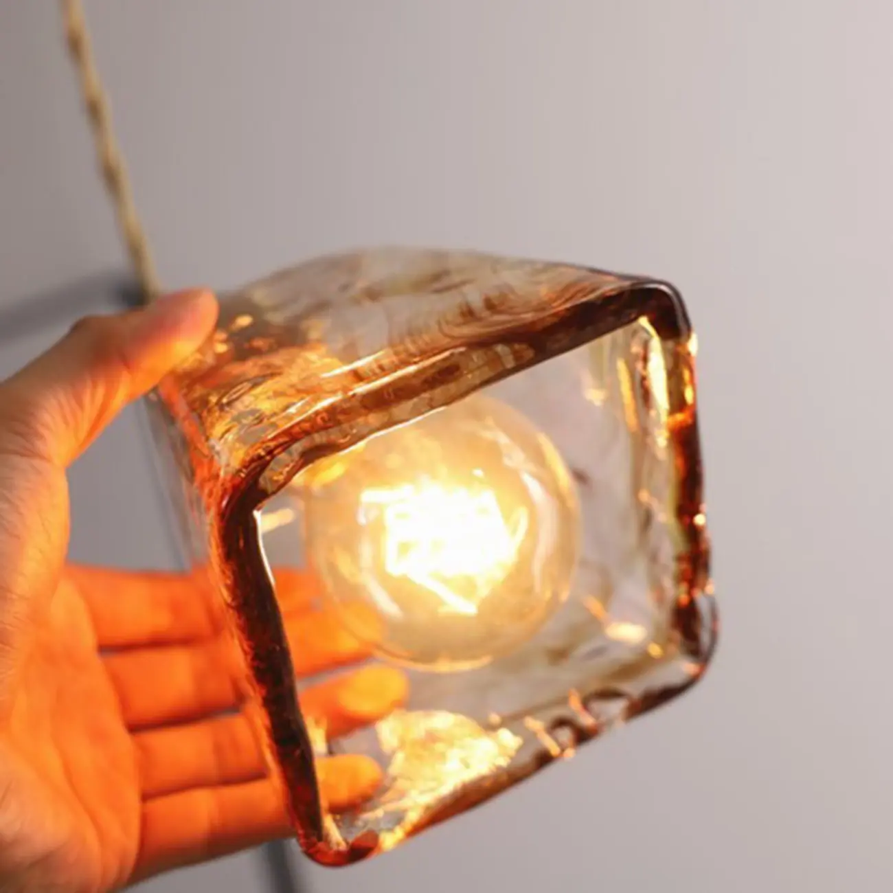 Modern Amber Glass Golden Kitchen Pendant Lighting