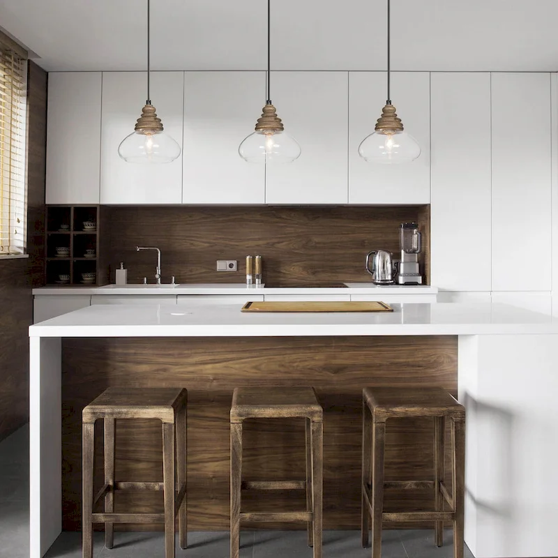 The Gray Barn Farmhouse 1-Light Wood Pendant Lights with Pumpkin Glass Shade - 7.5  L x 7.5  W x 7.5  H