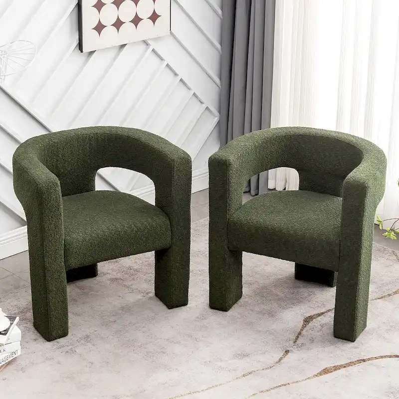KINWELL 28 Wide Boucle Upholstered Square Armchair (Set of 2)