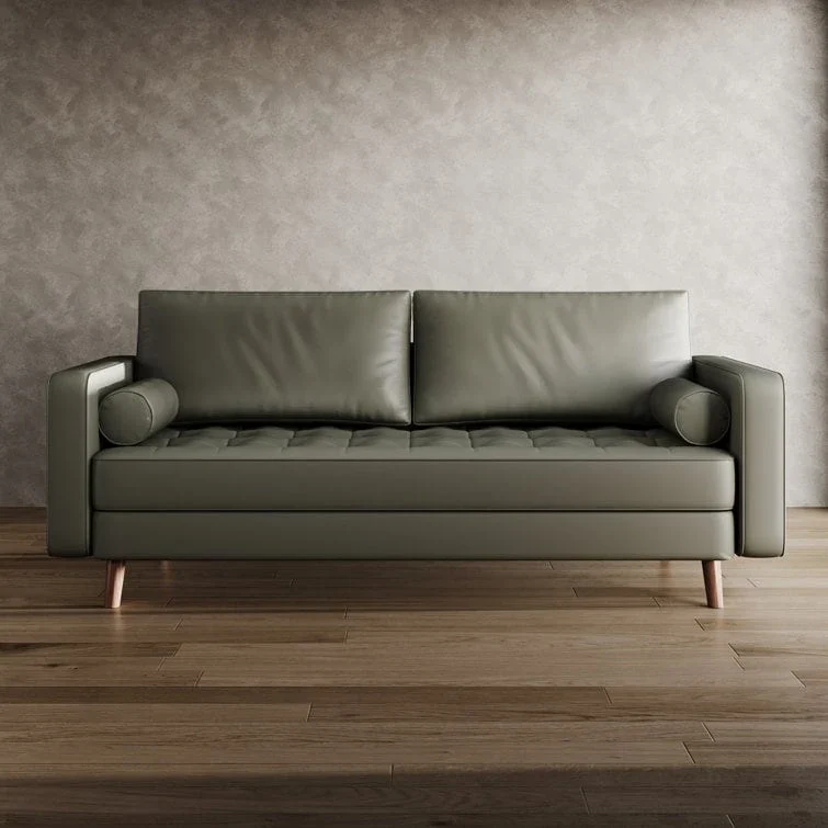 70-Inch Faux Leather Tufted Sofa