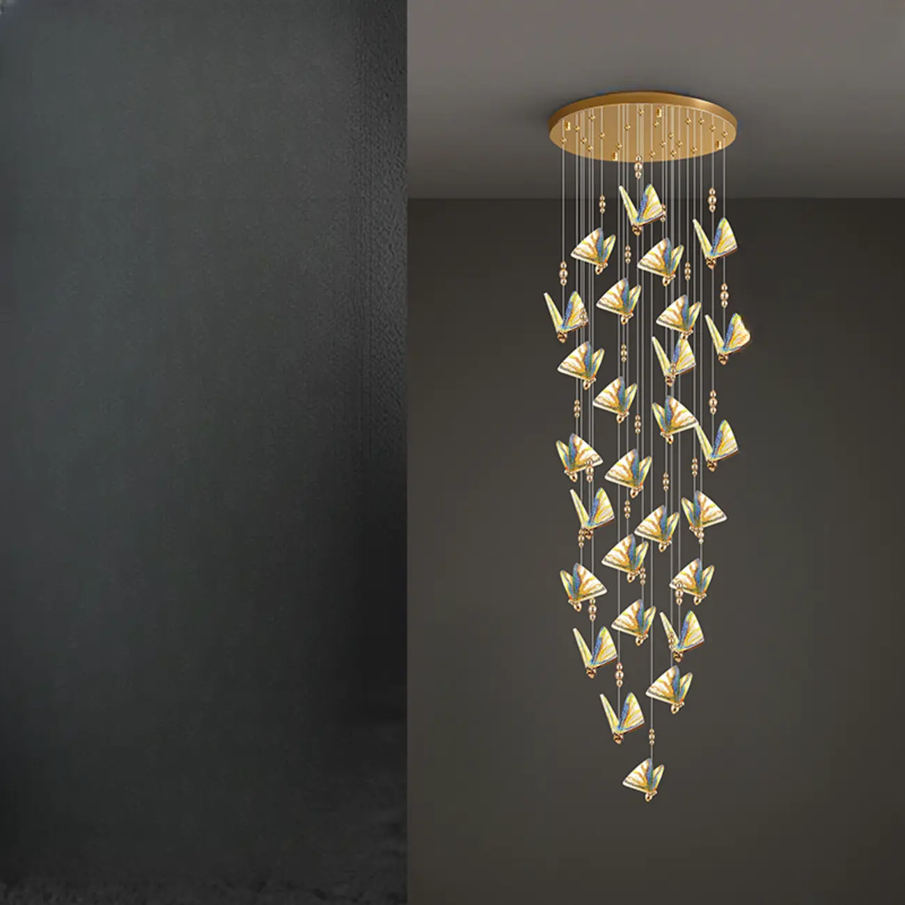 Modern Crystal Linear Butterfly Chandelier Light with Remote