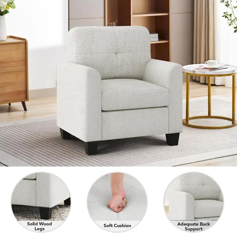 Mid-Century Upholstered Accent Chair Single Sofa with Armrest - 32.5Lx28.9Wx36.2H