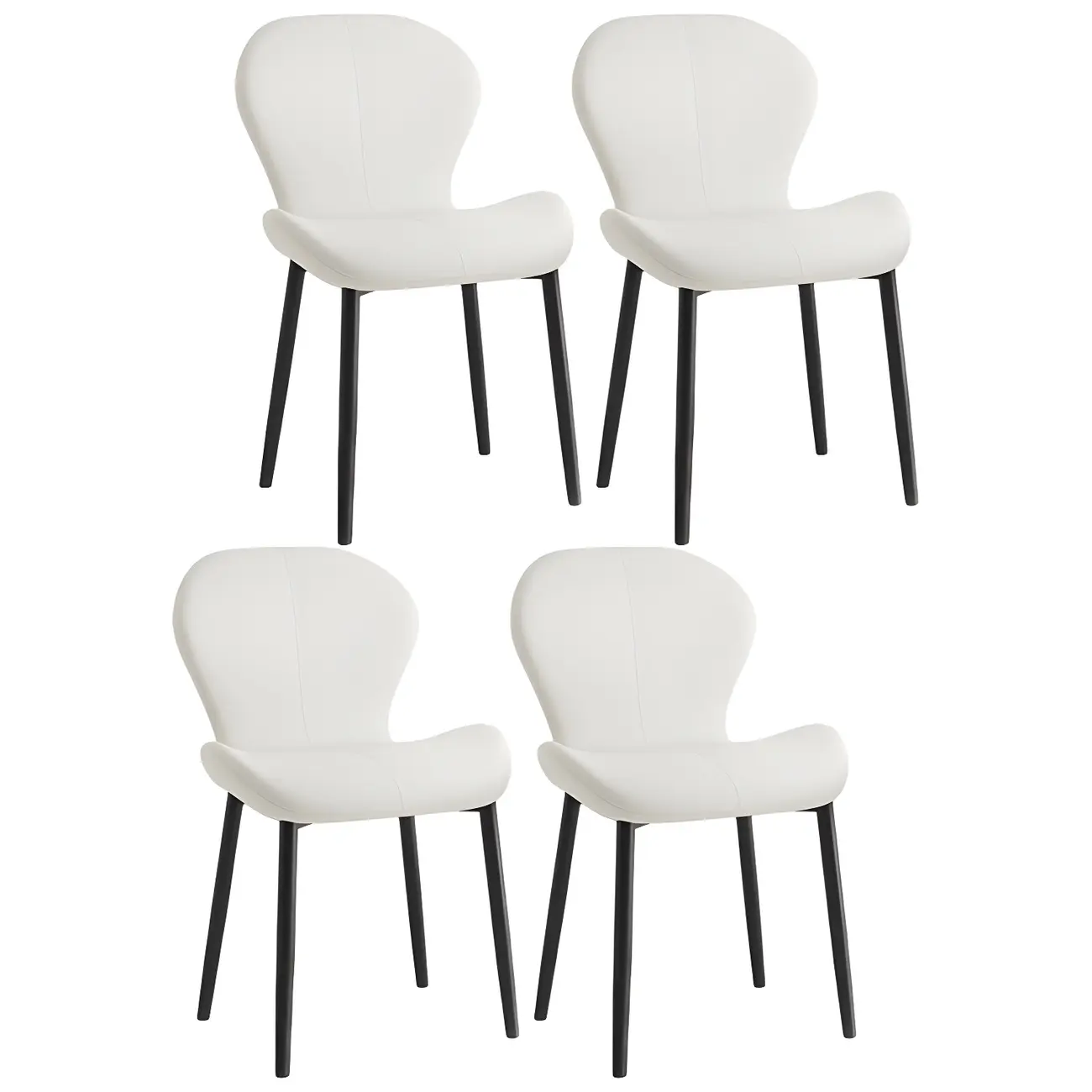 Art Deco Curved Back Leather Dining Chair Solid Back