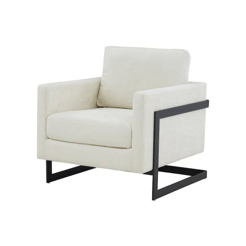 Modrest Prince Contemporary Cream & Black Fabric Accent Chair