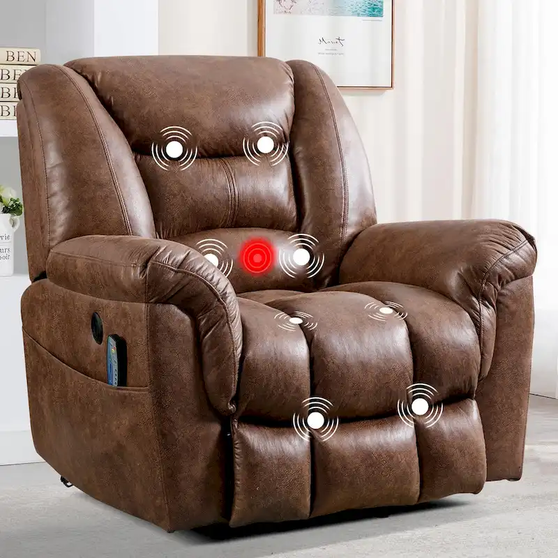 PU leather Power Recliner Lift Chair and Massage Sofa Remote Easy Control